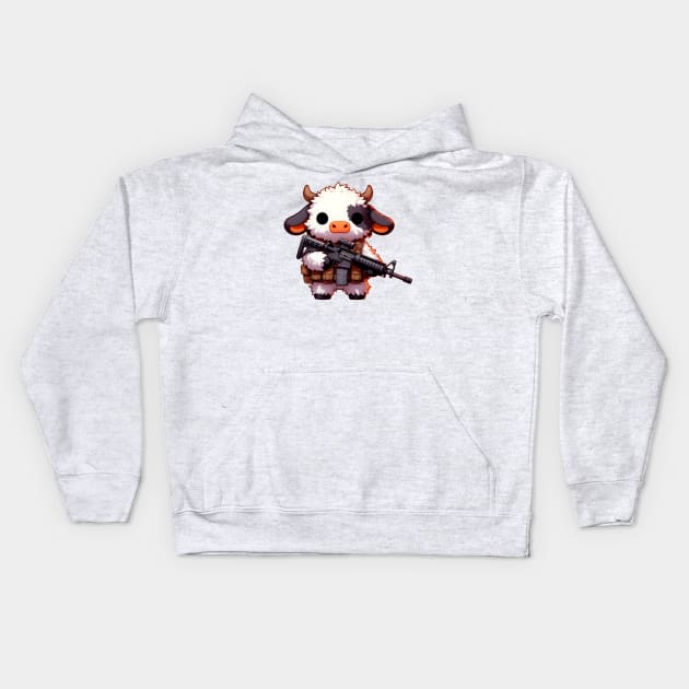 Fluffy Cow Kids Hoodie by Rawlifegraphic